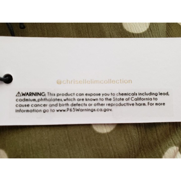 Chriselle Lim Dress Sz XL Green with Cream Polka Dot Asymmetrical Hem Belted NWT - Picture 8 of 8